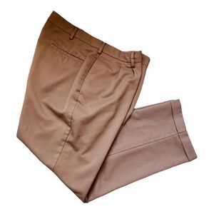 Bill Blass Studio Men's Brown Polyester Rayon Pleated Dress Pant 36/30